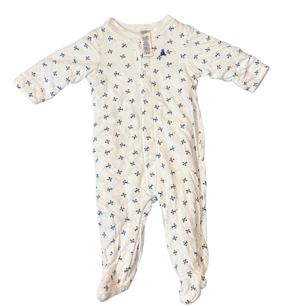 Gap Blue and White Quilted Airplanes One Piece Size 3/6‎ Months